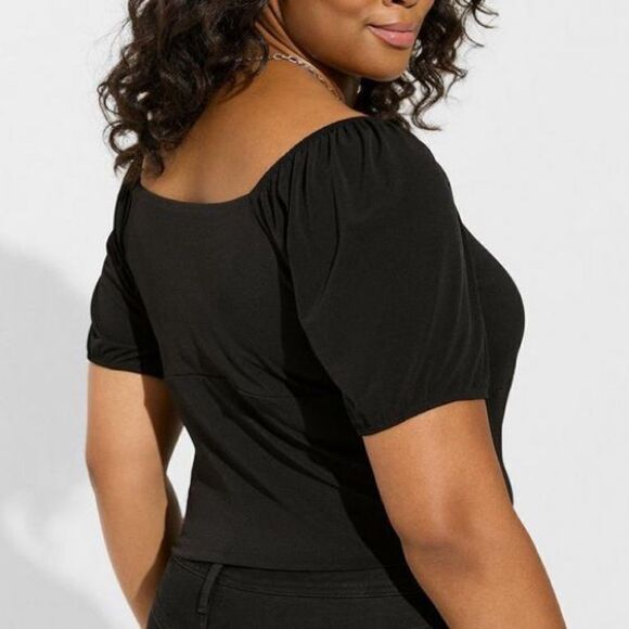 Torrid Studio Knit Sweetheart Smocked Back Stretch Crop Top Size 1X - Picture 2 of 8